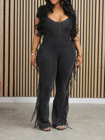 Queensofly Solid Fringed Jumpsuit