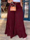 Queensofly Solid Pleated Wide-Leg Pants