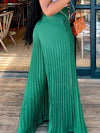 Queensofly Solid Pleated Wide-Leg Pants