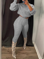 Queensofly Solid Knit Hoodie & Pants Set