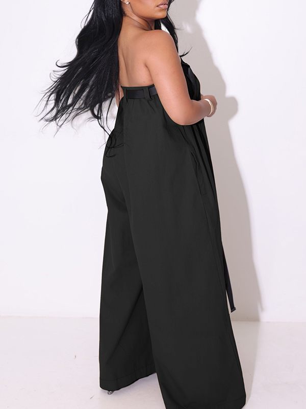 Queensofly Strapless Belted Jumpsuit
