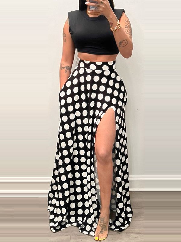 Queensofly Dot Slit Skirt