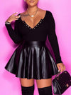 Queensofly Faux-Leather Mini Skirt