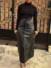 Queensofly Faux-Leather Belted Skirt