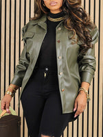 Queensofly Faux Leather Shirt Jacket