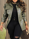 Queensofly Faux Leather Shirt Jacket