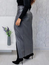 Queensofly Faux-Leather Slit Skirt