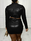 Faux-Leather Jacket & Skirt Set