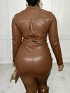 Faux-Leather Jacket & Skirt Set
