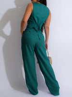 Queensofly Button-Front Vest & Pants Set