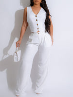 Queensofly Button-Front Vest & Pants Set