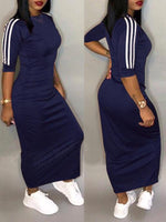 Queensofly Stripe-Sleeve Maxi Dress