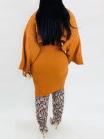 Queensofly Knit Poncho & Sweater Dress Set