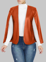 Queensofly Faux Leather Cape Blazer
