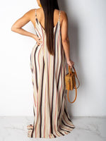 Queensofly Stripe V-Neck Cami Dress