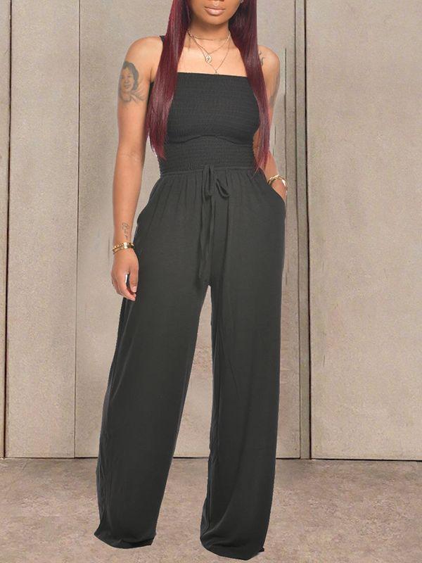 Queensofly Bandeau Tied-Front Jumpsuit