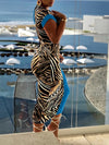 Queensofly  Zebra Combo Midi Dress