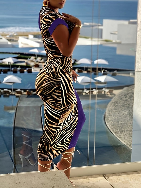 Queensofly  Zebra Combo Midi Dress