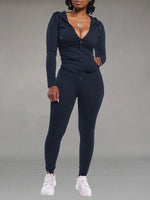 Queensofly Solid Zip Hoodie & Pants Set