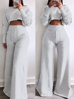 Raw-cut Top & Wide-Leg Pants Set