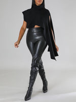 Queensofly Asymmetric Turtleneck Knit Cape