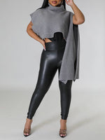 Queensofly Asymmetric Turtleneck Knit Cape