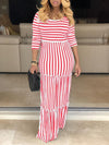 Stripe Ruffle Maxi Dress