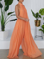 Queensofly Halter Chiffon Jumpsuit