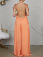 Queensofly Halter Chiffon Jumpsuit