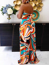 Queensofly Printed Strapless Tied-Back Jumpsuit