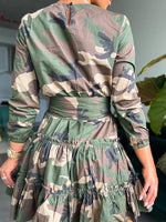 Queensofly Camo Tied Ruffle Dress