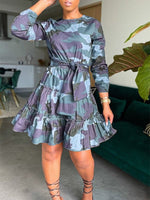 Queensofly Camo Tied Ruffle Dress