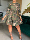 Queensofly Camo Tied Ruffle Dress