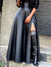 Queensofly Slit Faux-Leather Skirt