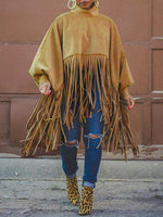 Queensofly Fringe Combo Turtleneck Sweatshirt