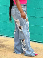 Queensofly Ripped Fringe Jeans