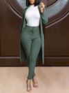 Queensofly Ribbed Cardigan & Tied Pants Set