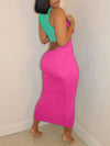 Queensofly Three-Tone Ribbed Dress