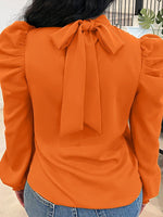 Queensofly Tied-Back Puff-Sleeve Top