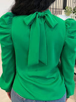 Queensofly Tied-Back Puff-Sleeve Top