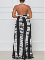 Queensofly Printed Halter Wide-Leg Jumpsuit