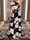 Queensofly Floral Sleeveless Wide-Leg Jumpsuit