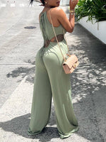 Queensofly Lace-Up Wide-Leg Jumpsuit