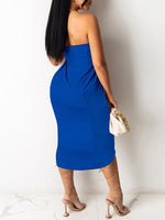 Queensofly Strapless Ruched Dress