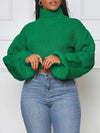 Queensofly Puff-Sleeve Turtleneck Sweater