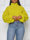 Queensofly Puff-Sleeve Turtleneck Sweater