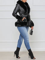 Queensofly Faux Fur & Faux Leather Jacket