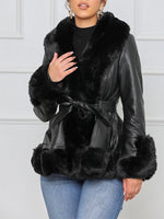 Queensofly Faux Fur & Faux Leather Jacket