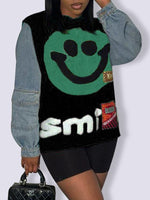 Queensofly Denim Combo Smile Sweater