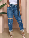 Queensofly Asymmetric Ripped Jeans